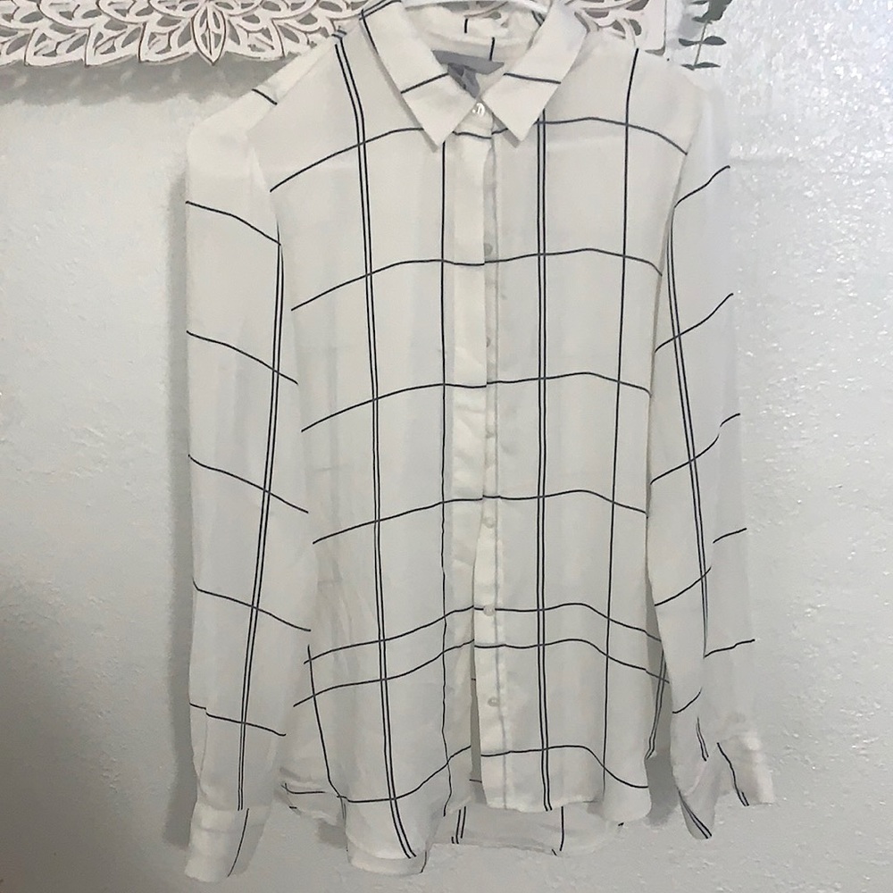 Black and white plaid blouse, great condition!